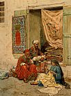Giulio Rosati Canvas Paintings - The Carpet Seller